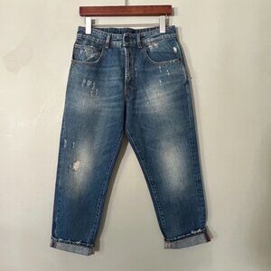 6397 Jeans Women 27 Blue NP029 Shorty High Rise Straight Italy Button Fly Denim